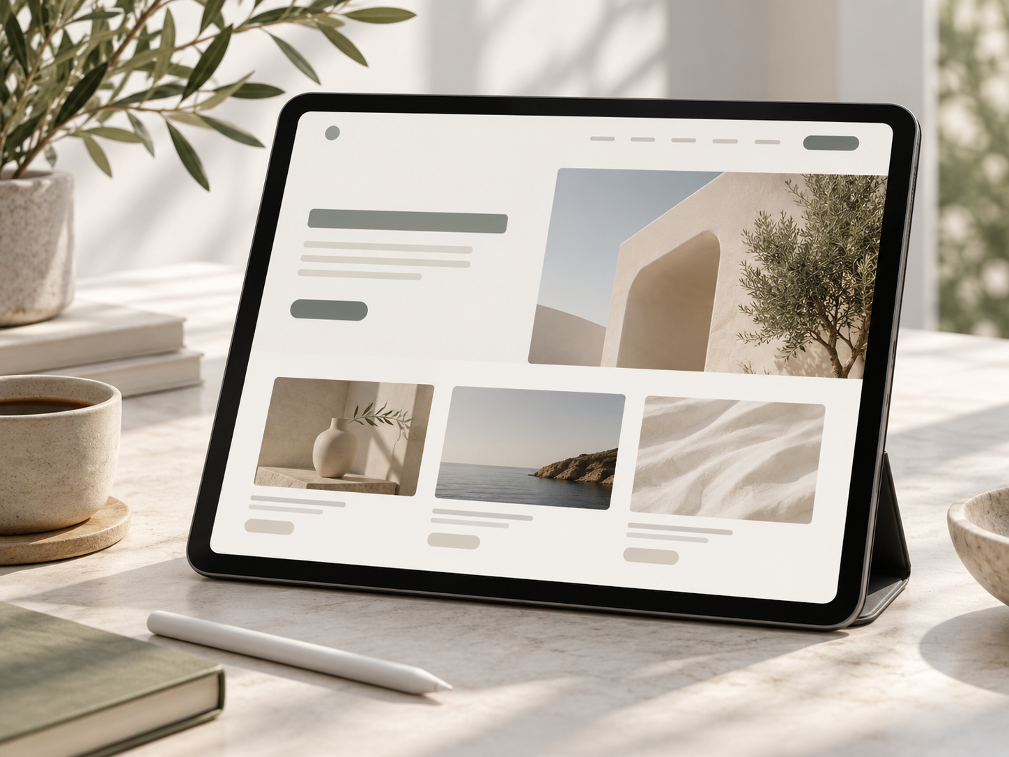 Landing page example shown on a tablet
